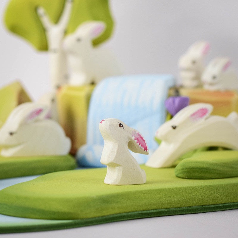 Bumbu Toys | White Baby Rabbit Curious