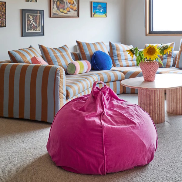 Kip and Co | Velvet Beanbag Cover | Super Pink at Milk Tooth Australia