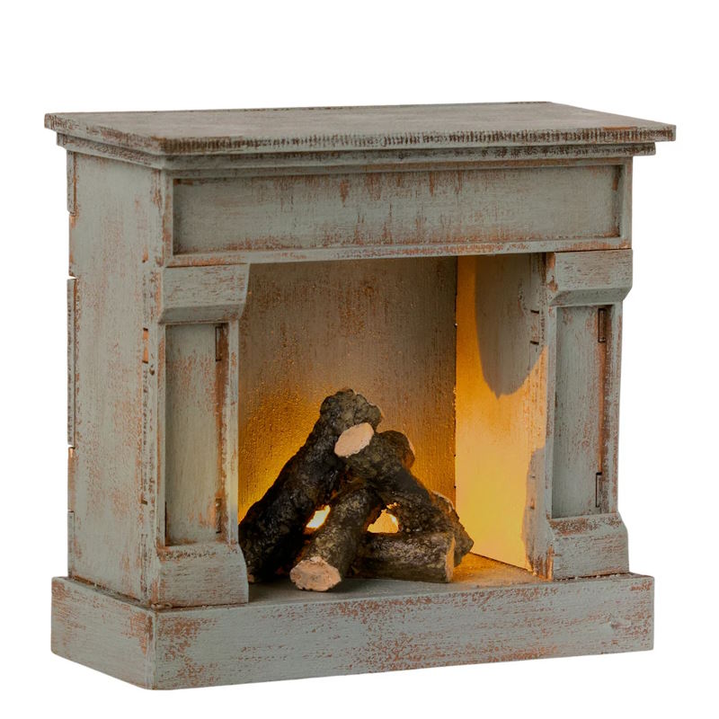 Maileg | Miniature Fireplace Vintage Blue at Milk Tooth Australia