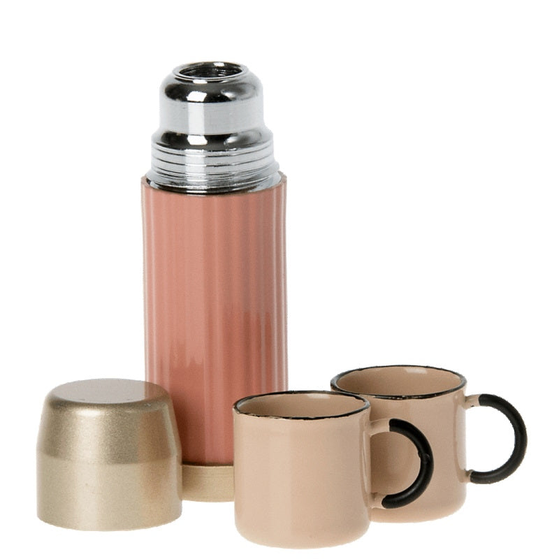 Maileg Miniature Thermos and Cups Coral Milk Tooth