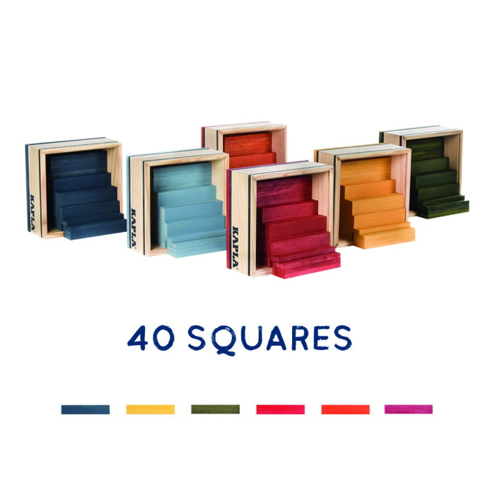 KAPLA 40 Squares Yellow - Wooden Construction Set - 40 Yellow Colored  Building Planks - for Ages 3+